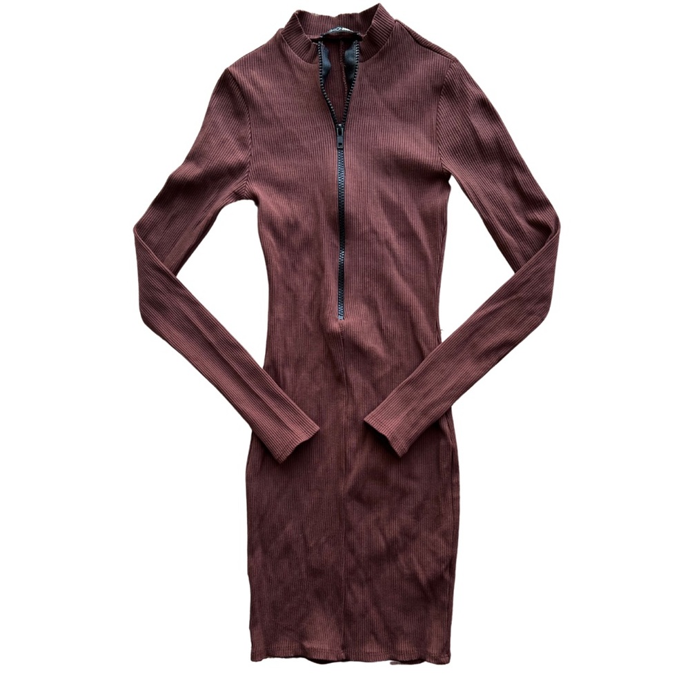 NWOT Fashion Nova Ribbed Long Sleeve Zip up Dress